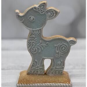 Pastel Blue Gingerbread Cookie Reindeer Deer Resin Christmas Figure NEW